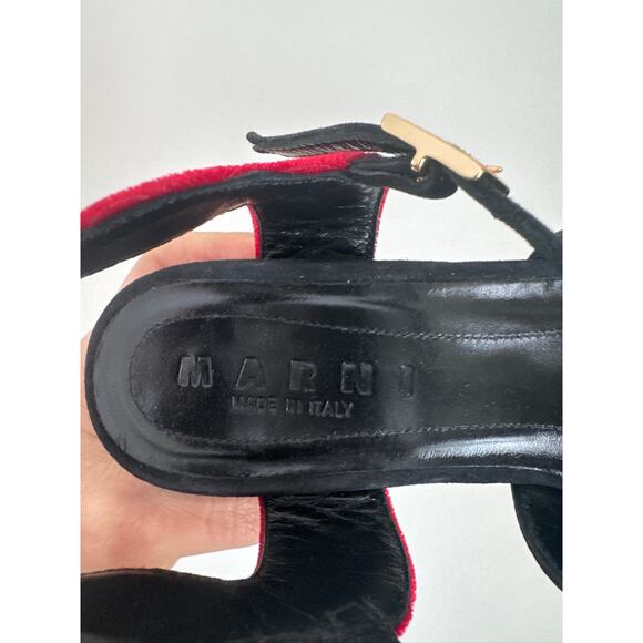 Marni Scalloped  Velvet Colorblock T Strap Mary Jane Block Heel Pumps, Sz 36 - Picture 3 of 7